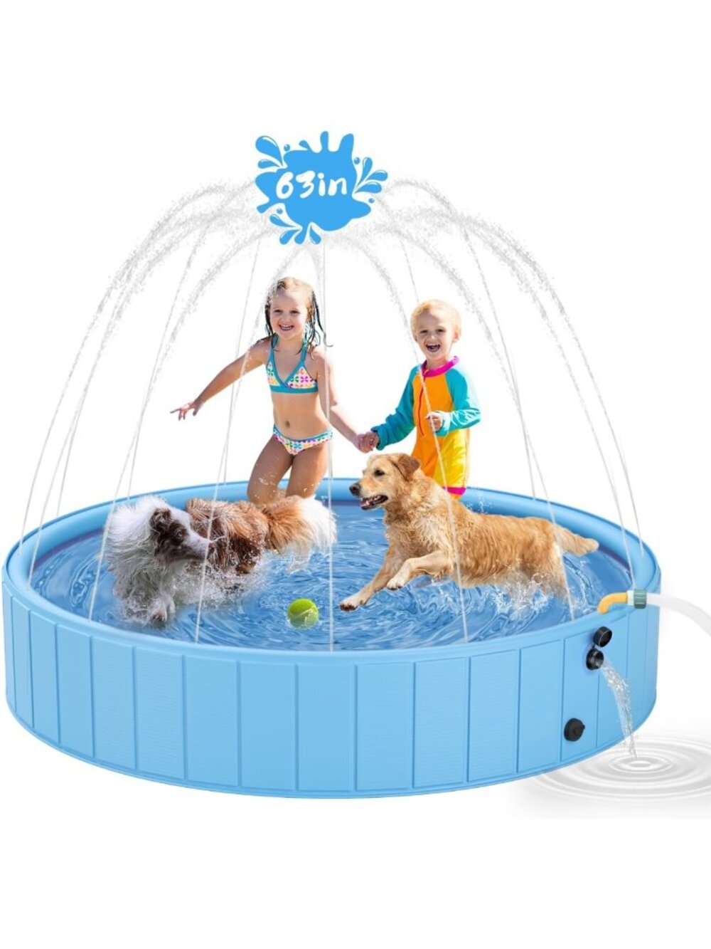 Large Dog Pool & Sprinkler 2-in-1 | Non-Slip Outdoor Swimming Pool for Pets